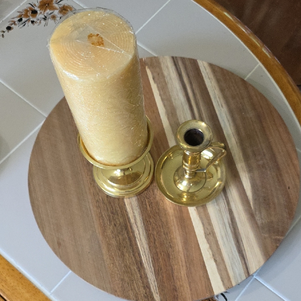 Gold Candle Holder with Yellow Candle